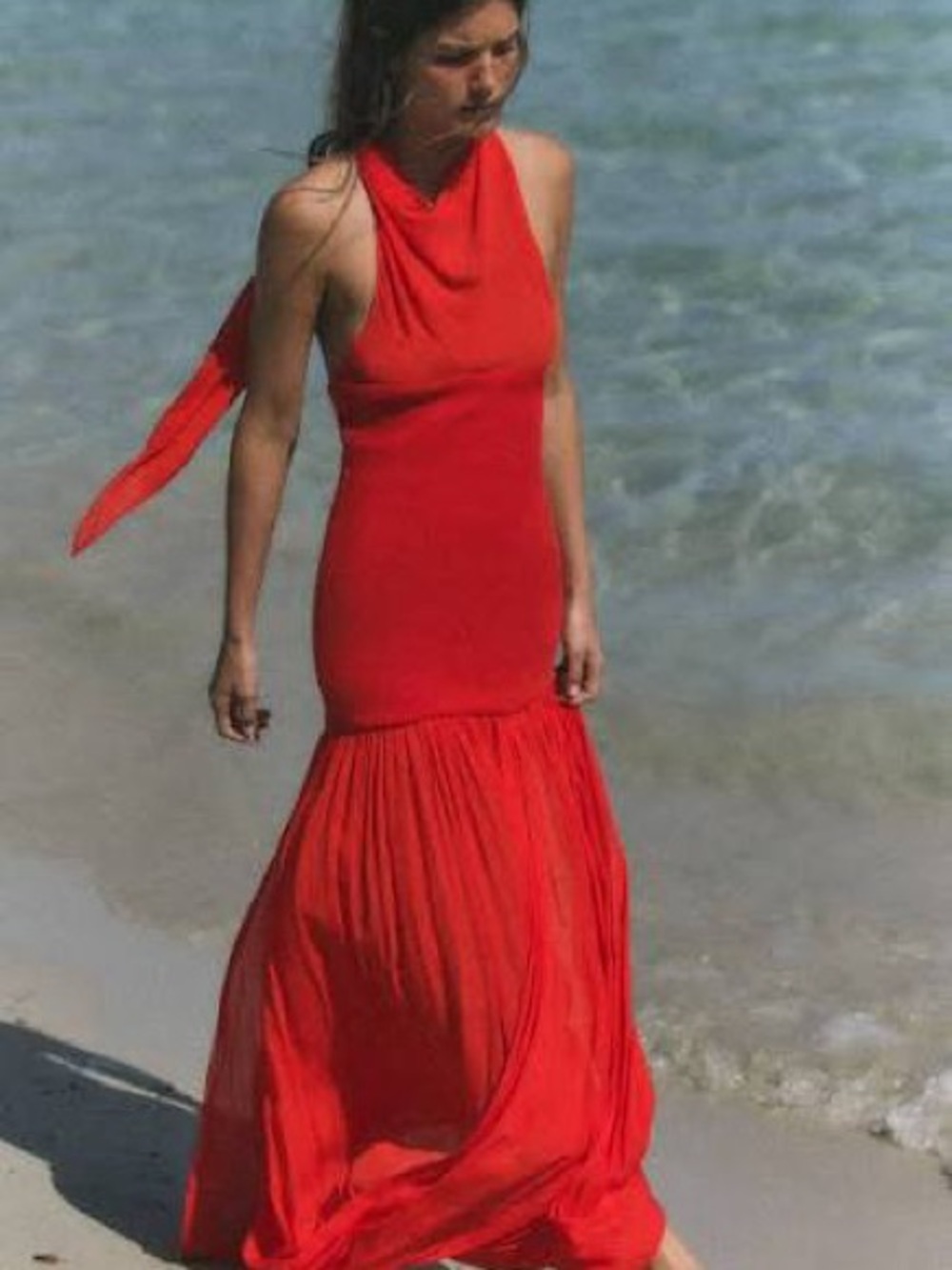 Zara Red Halter Maxi Dress